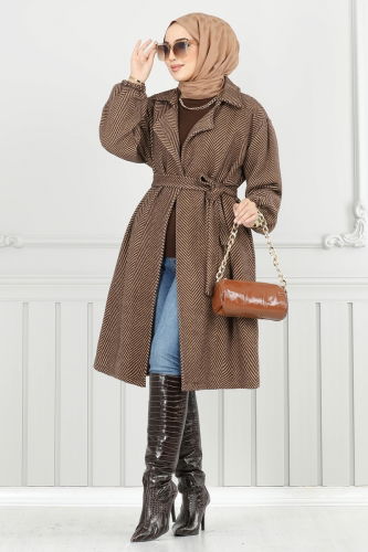 E.V.O. - Coat 211EVO1066 Pattern 2 Brown & Vision