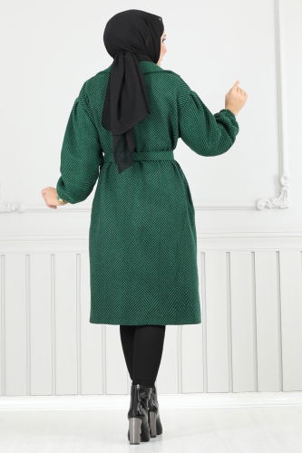 moda selvim Coat 211EVO1066 Pattern 2 Emerald - Thumbnail