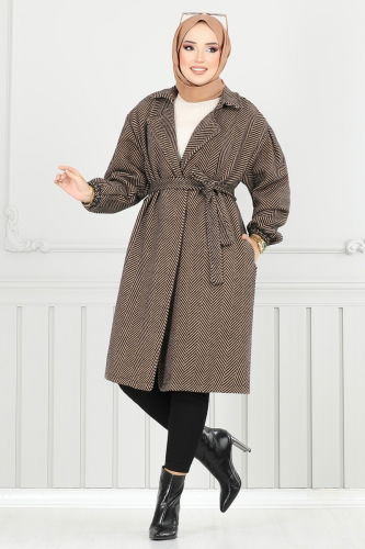 E.V.O. - Coat 211EVO1066 Pattern 2 Latte