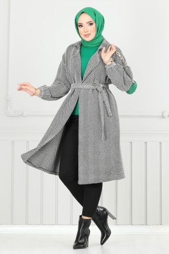 E.V.O. - Coat 211EVO1066 Pattern2 Ecru