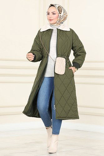 moda selvim Coat 2517SVT808 Khaki - Thumbnail