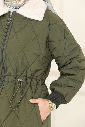 moda selvim Coat 2517SVT808 Khaki - Thumbnail