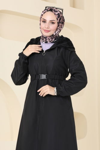 moda selvim Coat 2543SL432 Black - Thumbnail