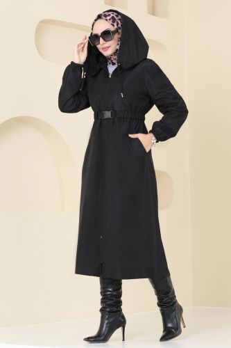 moda selvim Coat 2543SL432 Black - Thumbnail