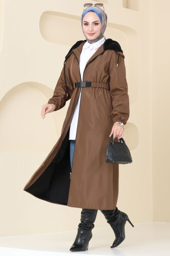 moda selvim Coat 2543SL432 Brown - Thumbnail