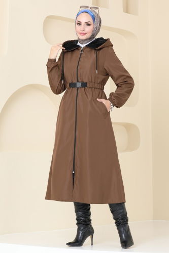 moda selvim Coat 2543SL432 Brown - Thumbnail