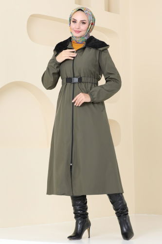 moda selvim Coat 2543SL432 Khaki - Thumbnail