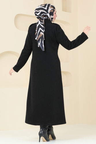 moda selvim Coat 2627SVT808 Black - Thumbnail