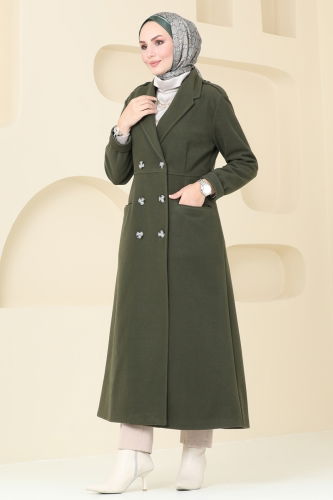 moda selvim Coat 2627SVT808 Khaki - Thumbnail