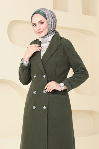 moda selvim Coat 2627SVT808 Khaki - Thumbnail