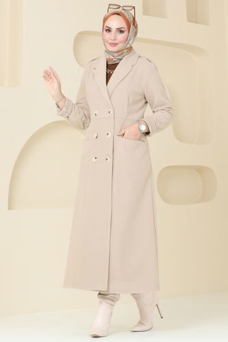 moda selvim Coat 2627SVT808 Latte - Thumbnail