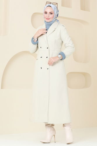 moda selvim Coat 2627SVT808 Stone - Thumbnail