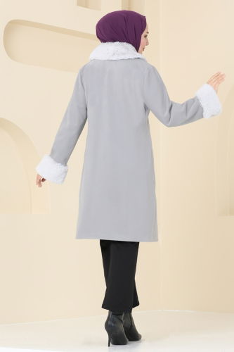 moda selvim Coat 2628SVT808 Gray - Thumbnail