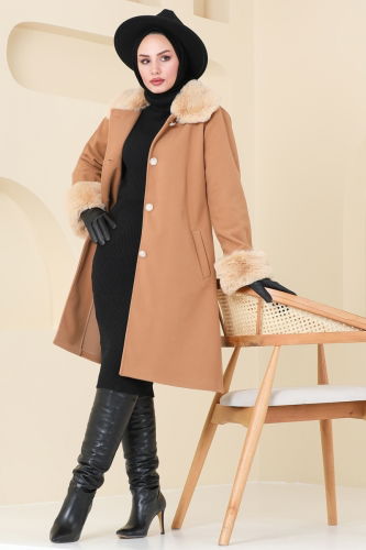 moda selvim Coat 2628SVT808 Latte - Thumbnail