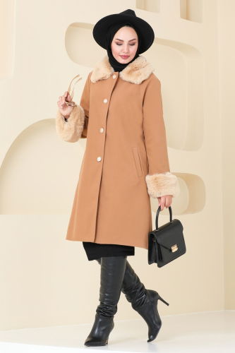 moda selvim Coat 2628SVT808 Latte - Thumbnail