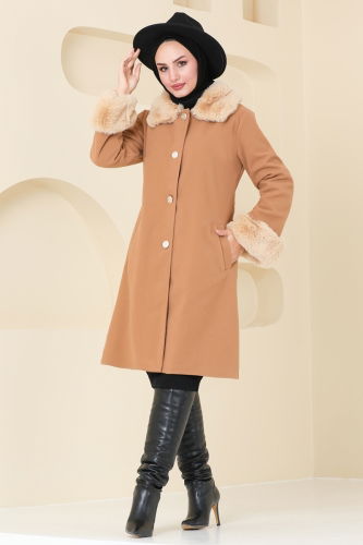 moda selvim Coat 2628SVT808 Latte - Thumbnail