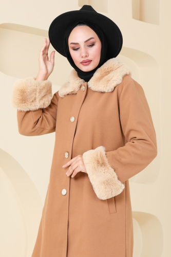 moda selvim Coat 2628SVT808 Latte - Thumbnail