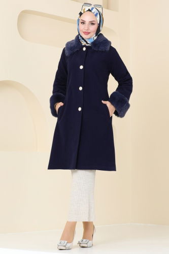 moda selvim Coat 2628SVT808 Navy Blue - Thumbnail