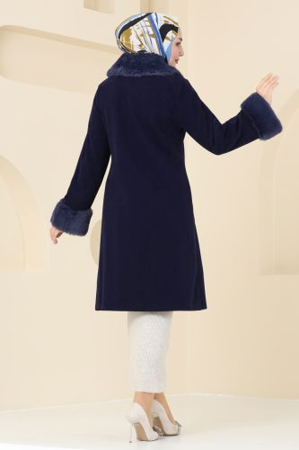 moda selvim Coat 2628SVT808 Navy Blue - Thumbnail