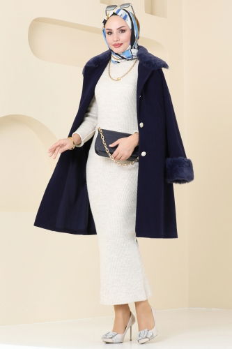 moda selvim Coat 2628SVT808 Navy Blue - Thumbnail