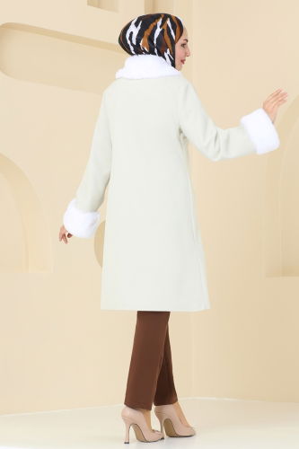 moda selvim Coat 2628SVT808 Stone - Thumbnail