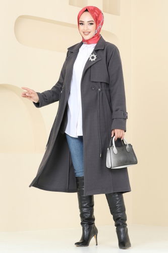 moda selvim Coat 2636SVT808 Anthracite - Thumbnail