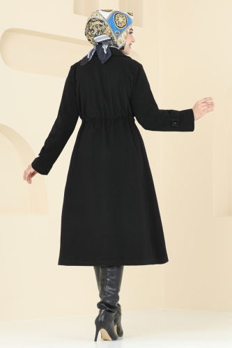 moda selvim Coat 2636SVT808 Black - Thumbnail