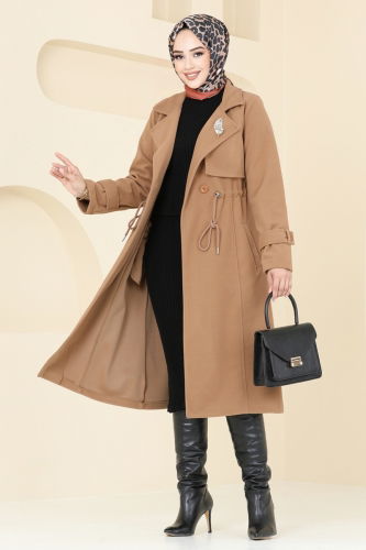 moda selvim Coat 2636SVT808 Latte - Thumbnail