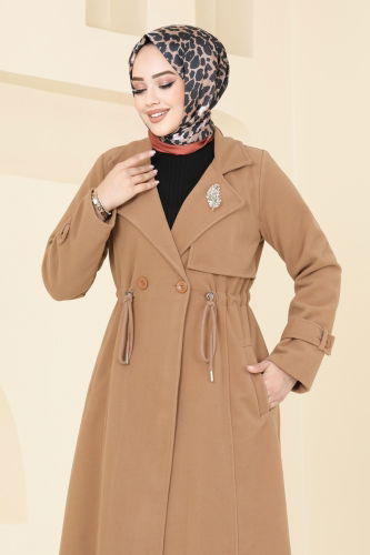 moda selvim Coat 2636SVT808 Latte - Thumbnail