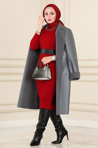 moda selvim Coat 270MP806 Anthracite - Thumbnail