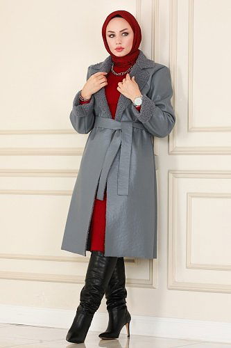 moda selvim Coat 270MP806 Anthracite - Thumbnail