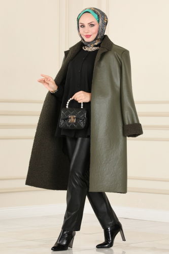 moda selvim COAT 270MP806 Haki - Thumbnail