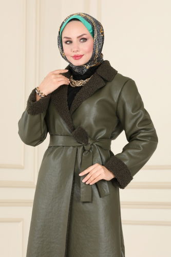 moda selvim Coat 270MP806 Khaki - Thumbnail