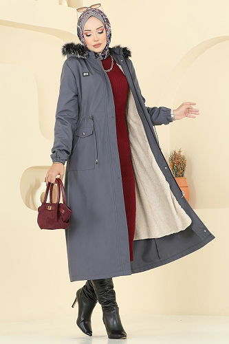 moda selvim Coat 2816MSA980 Anthracite - Thumbnail