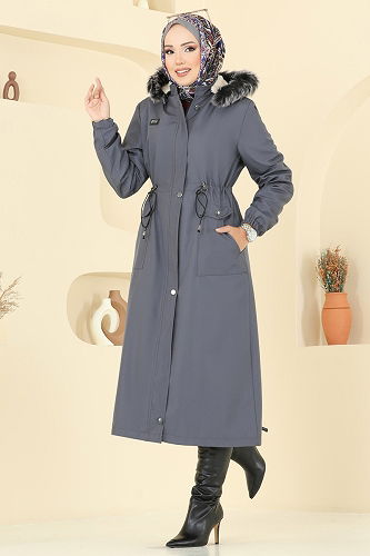 moda selvim Coat 2816MSA980 Anthracite - Thumbnail