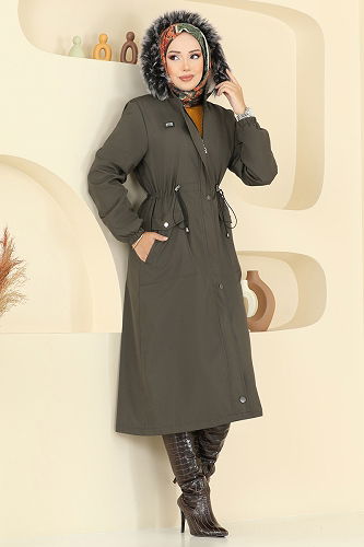 moda selvim Coat 2816MSA980 Khaki - Thumbnail