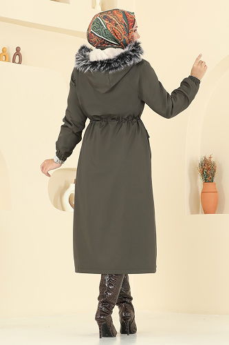 moda selvim Coat 2816MSA980 Khaki - Thumbnail