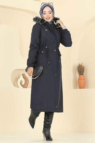 moda selvim Coat 2816MSA980 Navy Blue - Thumbnail