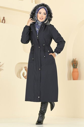 moda selvim Coat 2816MSA980 Navy Blue - Thumbnail