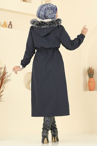 moda selvim Coat 2816MSA980 Navy Blue - Thumbnail