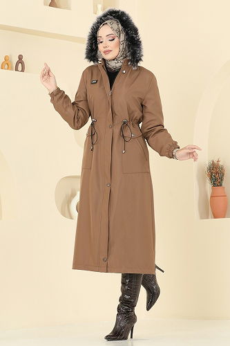 moda selvim Coat 2816MSA980 Tan - Thumbnail