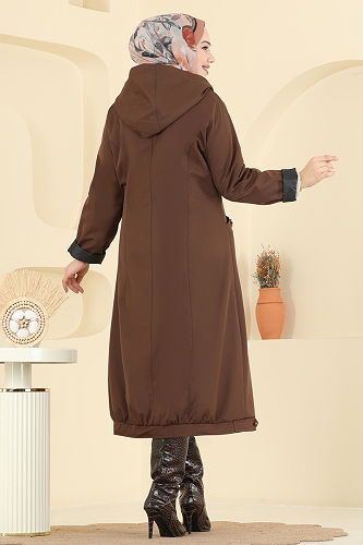 moda selvim Coat 2825MSA980 Brown - Thumbnail