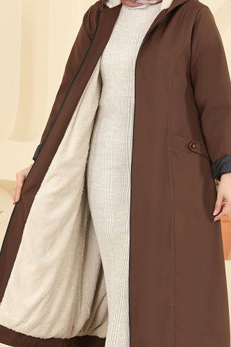 moda selvim معطف بني 2825MSA980 - Thumbnail