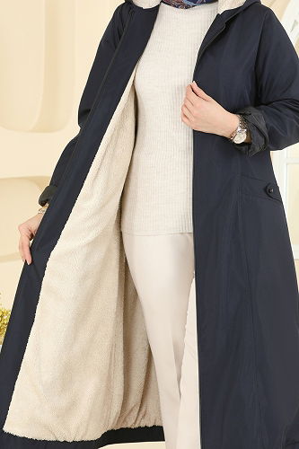 moda selvim Coat 2825MSA980 Navy Blue - Thumbnail