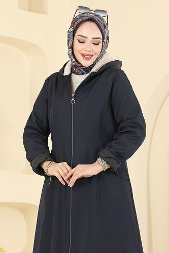 moda selvim Coat 2825MSA980 Navy Blue - Thumbnail