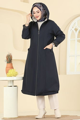 moda selvim Coat 2825MSA980 Navy Blue - Thumbnail