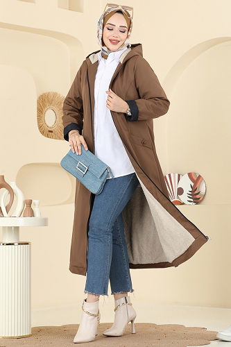 moda selvim Coat 2825MSA980 Tan - Thumbnail