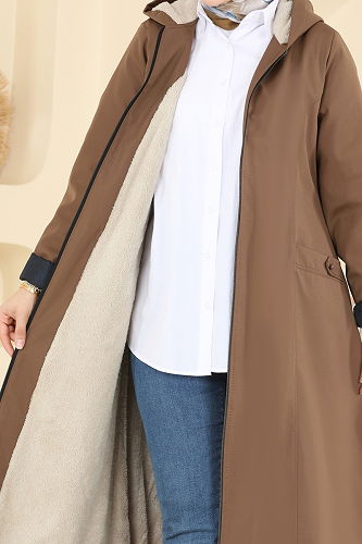 moda selvim Coat 2825MSA980 Tan - Thumbnail