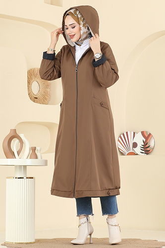 moda selvim Coat 2825MSA980 Tan - Thumbnail