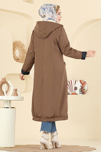 moda selvim Coat 2825MSA980 Tan - Thumbnail